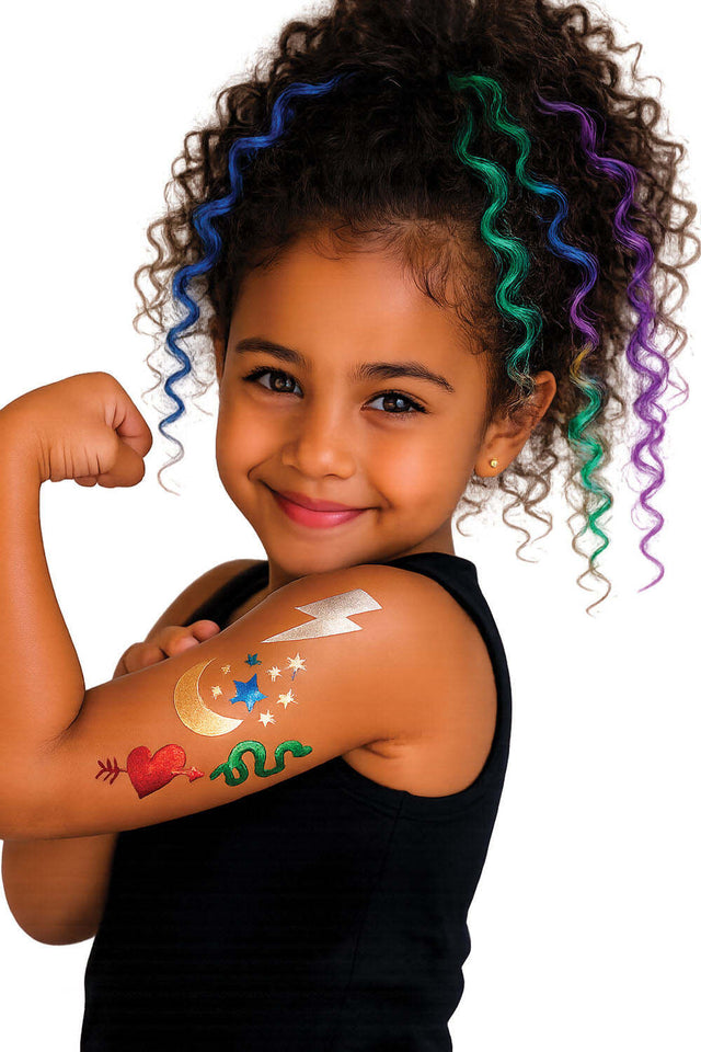 Metallic Tattoo Flair 10 Tattoo Markers + 12 Stencils