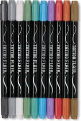 Metallic Tattoo Flair 10 Tattoo Markers + 12 Stencils