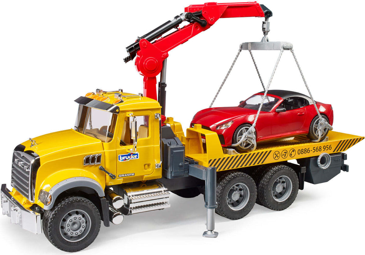 Bruder MACK Granite Tow Truck with Roadster