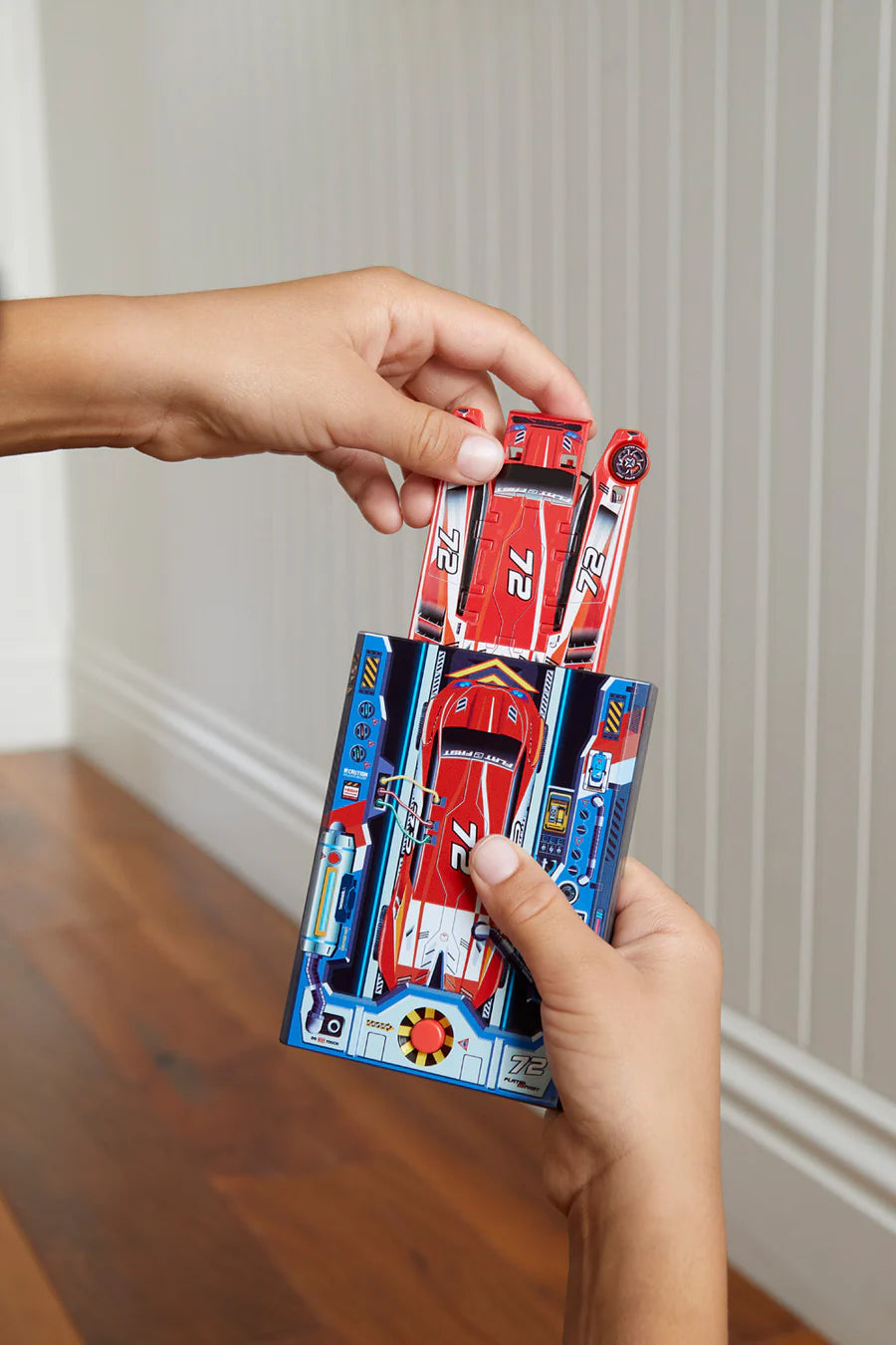 Red 72 Flat 2 Fast Stunt Card Racer