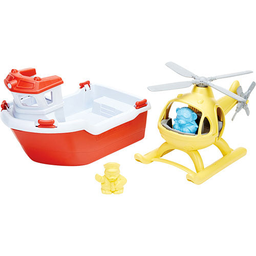 Green Toys Rescue Boat & Helicopter