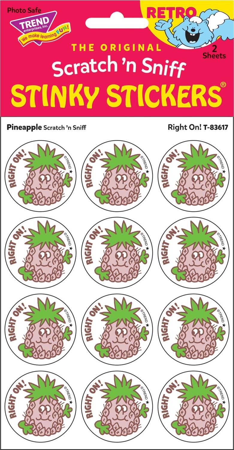 Right On! - Pineapple scent Retro Stinky Stickers® (24 ct.)