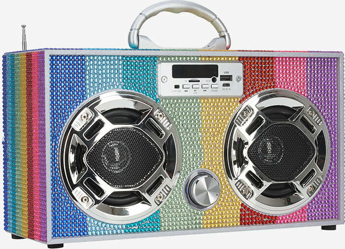 Bluetooth FM Radio W LED Speakers Rainbow Bling Boombox