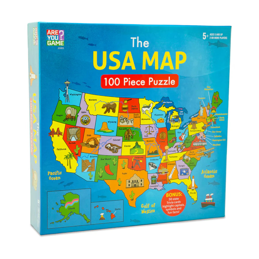 Usa Map Puzzle Trivia Game 100 Pcs