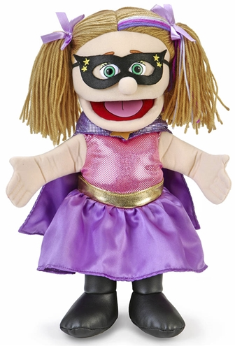 Silly Puppets Superhero African American Girl Puppet Bundle 14 inch w/ Arm  Rod