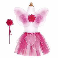Fancy Flutter Skirt with Wings & Wand - Pink